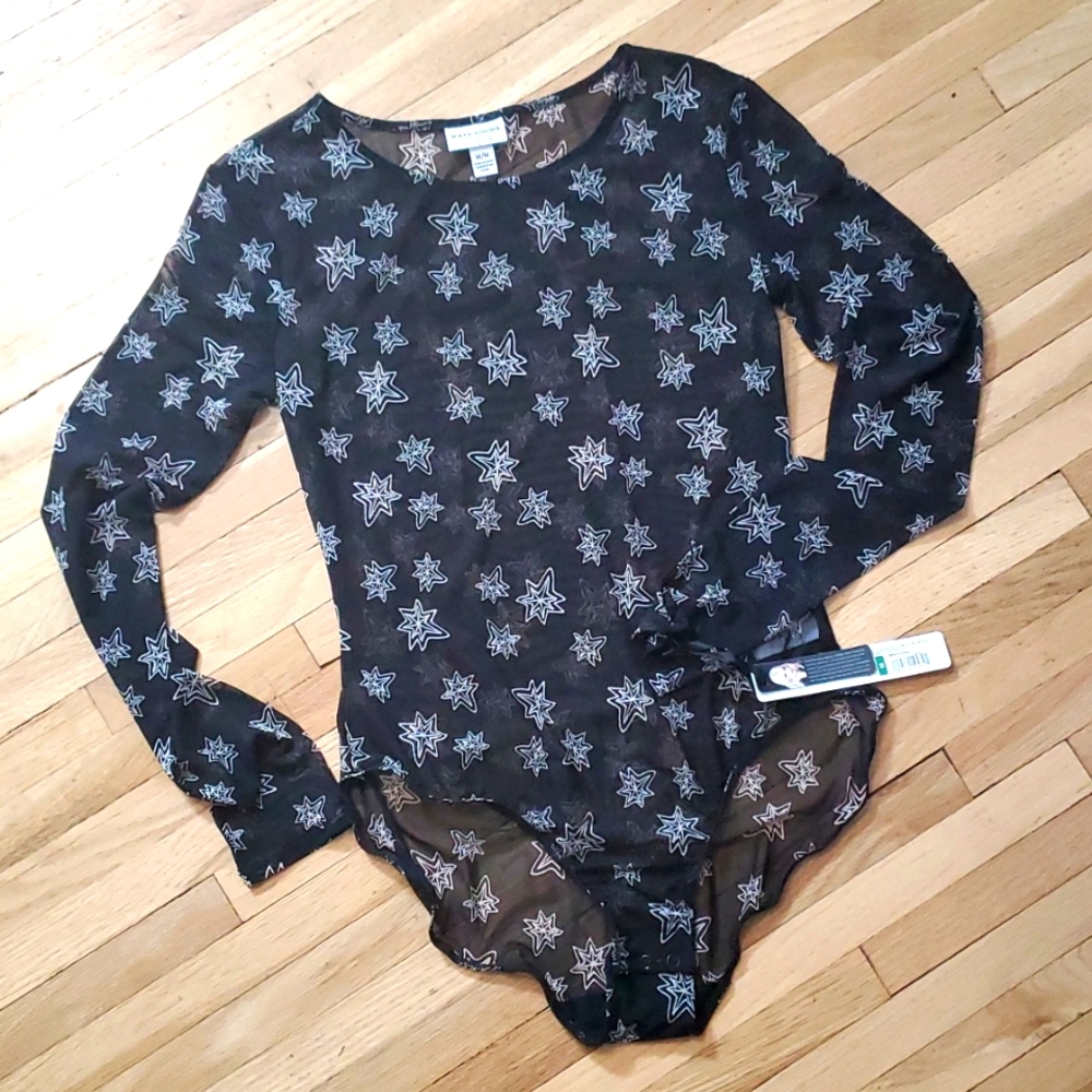 Sheer Stars print leotard